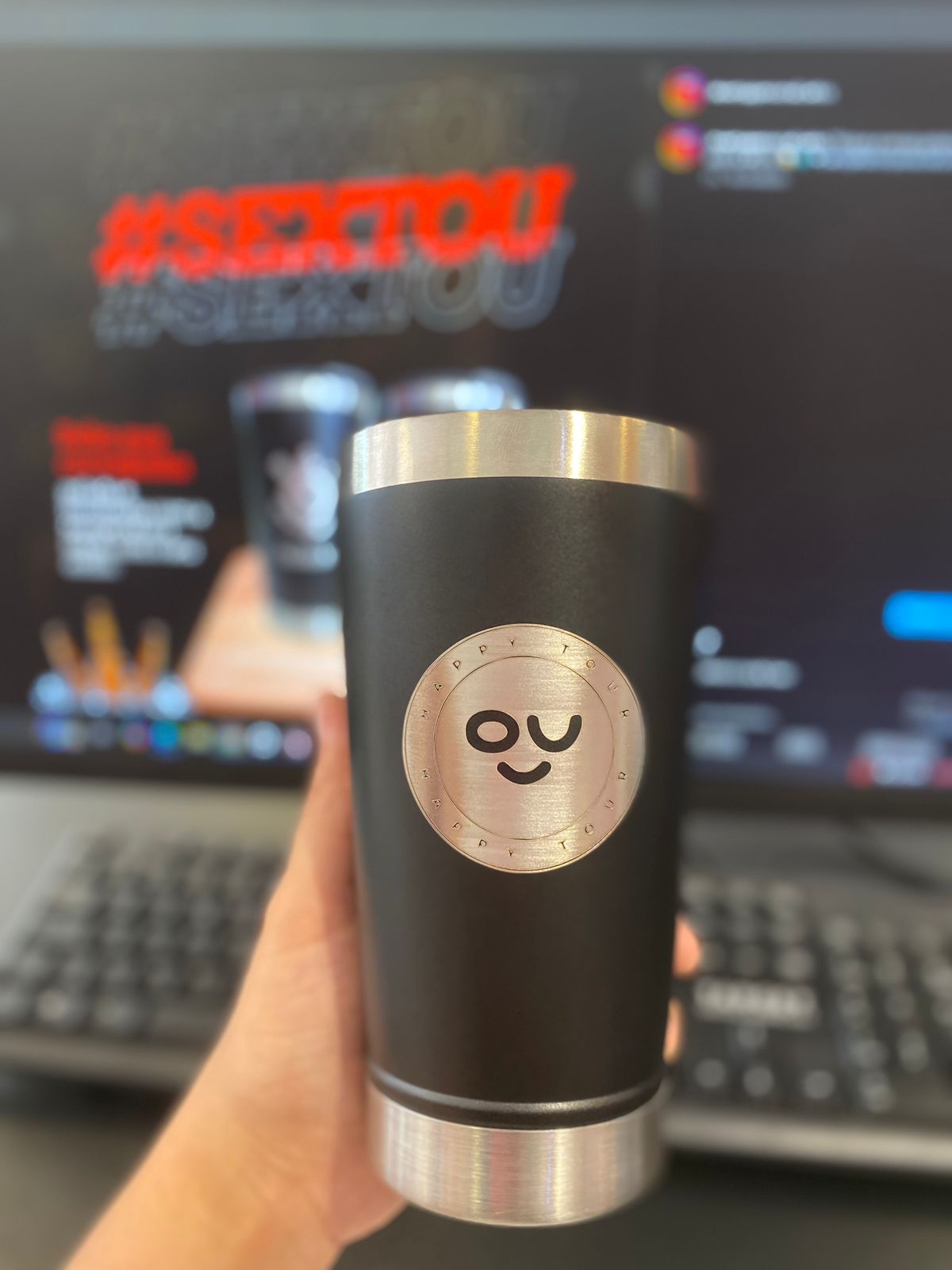 Kit copo termico 473ml PERSONALIZADOS (frente e verso)