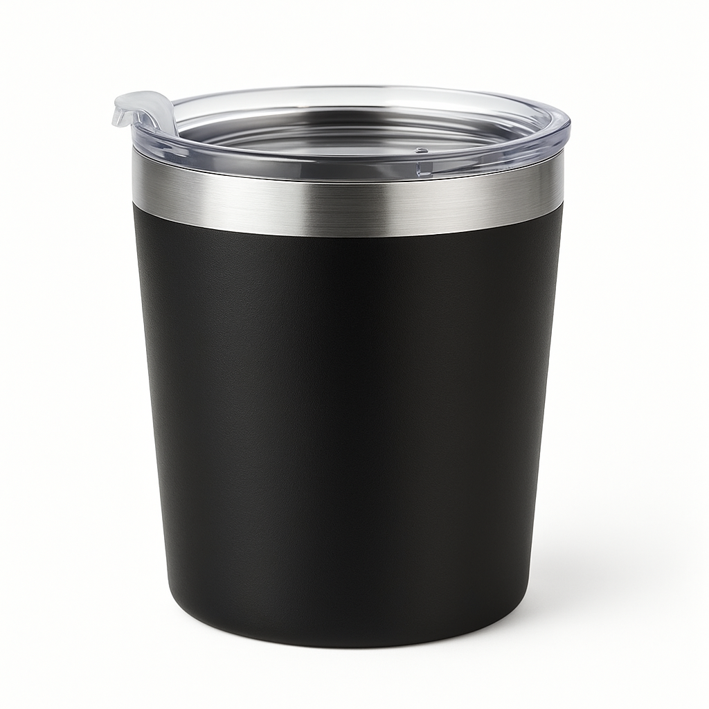 Kit Copos Térmicos 260ml Inox Lisos com Tampa – Café, Chá, Drinks, Chimarrão e Tereré
