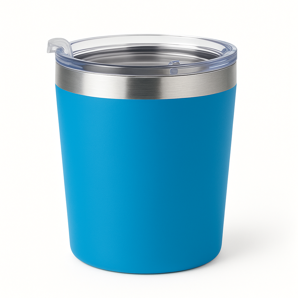 Kit Copos Térmicos 260ml Inox Lisos com Tampa – Café, Chá, Drinks, Chimarrão e Tereré