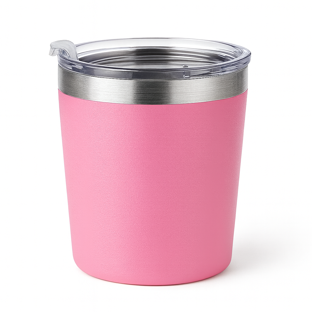 Kit Copos Térmicos 260ml Inox Lisos com Tampa – Café, Chá, Drinks, Chimarrão e Tereré