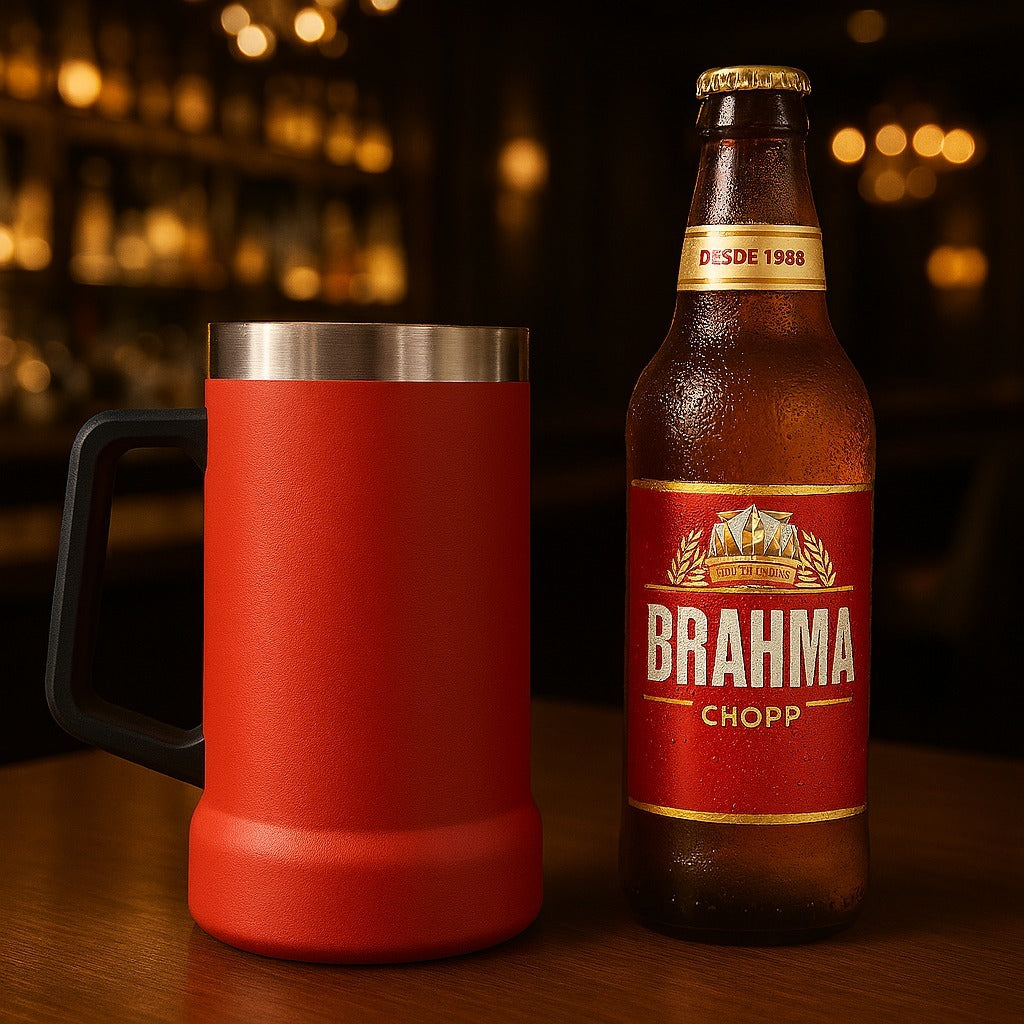 Caneca térmica de cerveja com alça de Inox 710ml