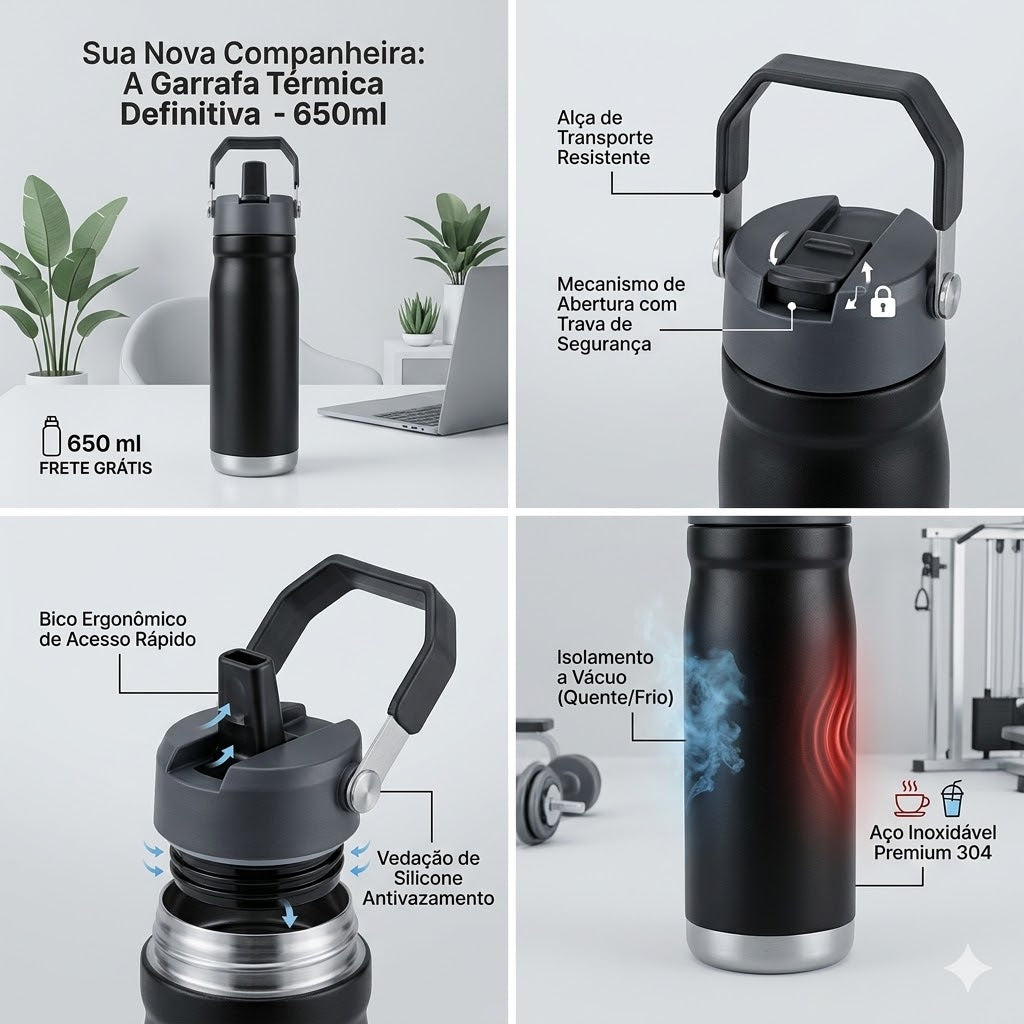 Garrafa Térmica 650ml Personalizada Gravação Laser Academia