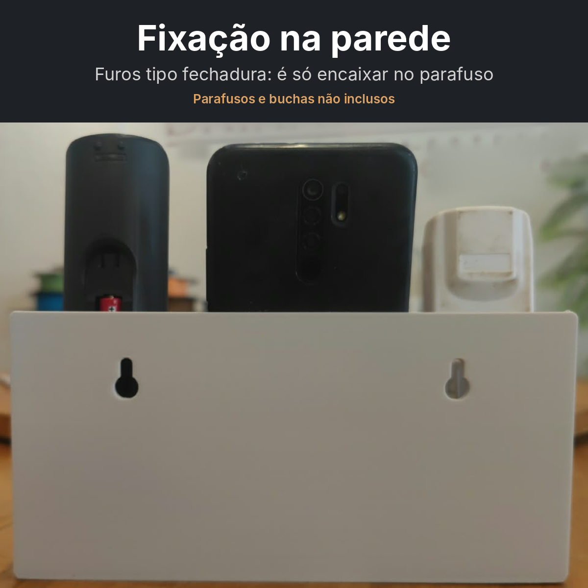 Suporte de Parede para Celular e 2 Controles TV Ar Condicionado Organizador 3D