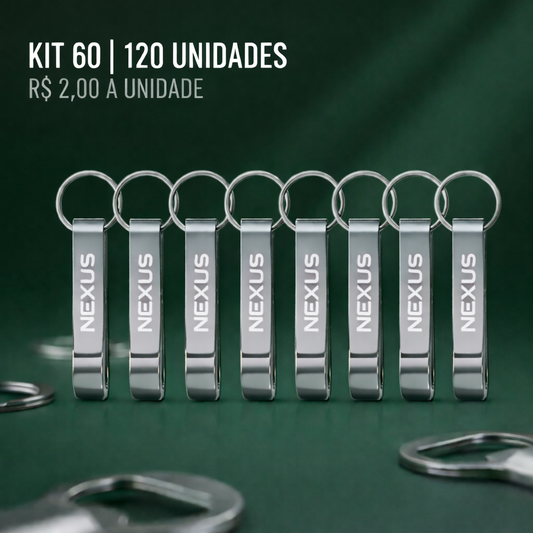 Kit 60 ou 120 Chaveiro Abridor de Garrafa Metal Personalizado  Laser - Brinde Atacado Empresa Evento