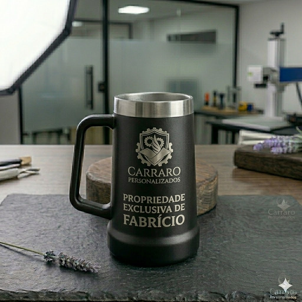 Caneca Térmica 710ml Com Alça Personalizada Nome Logo Cerveja Chopp Inox Street Up