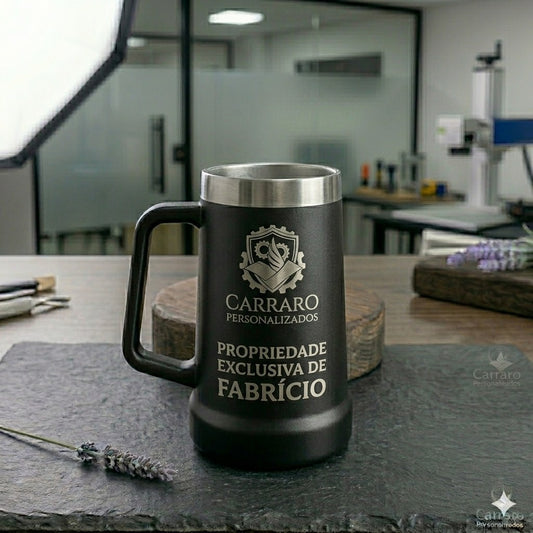 Caneca Térmica 710ml Com Alça Personalizada Nome Logo Cerveja Chopp Inox Street Up