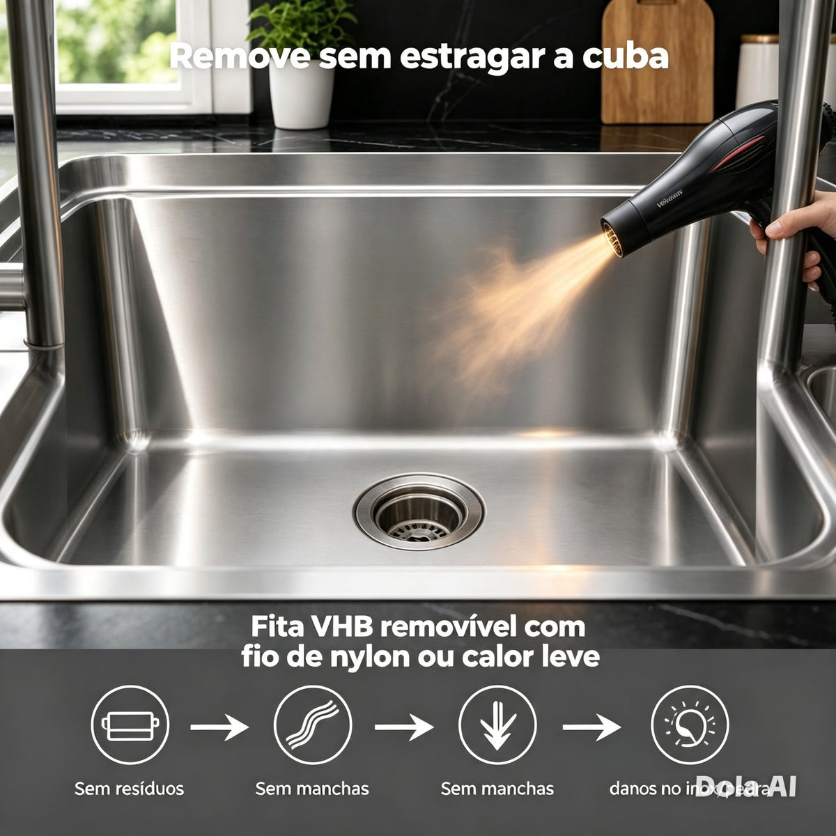 Suporte para Esponja Pia Sem Furos Não Acumula Água Sem Bolor Fita 3M Forte