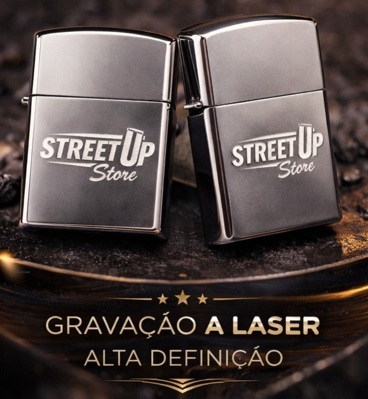 Kit Isqueiros zipo Premium Black Piano - Personalização Laser HD (Recarregável)
