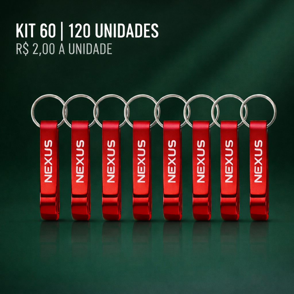 Kit 60 ou 120 Chaveiro Abridor de Garrafa Metal Personalizado  Laser - Brinde Atacado Empresa Evento