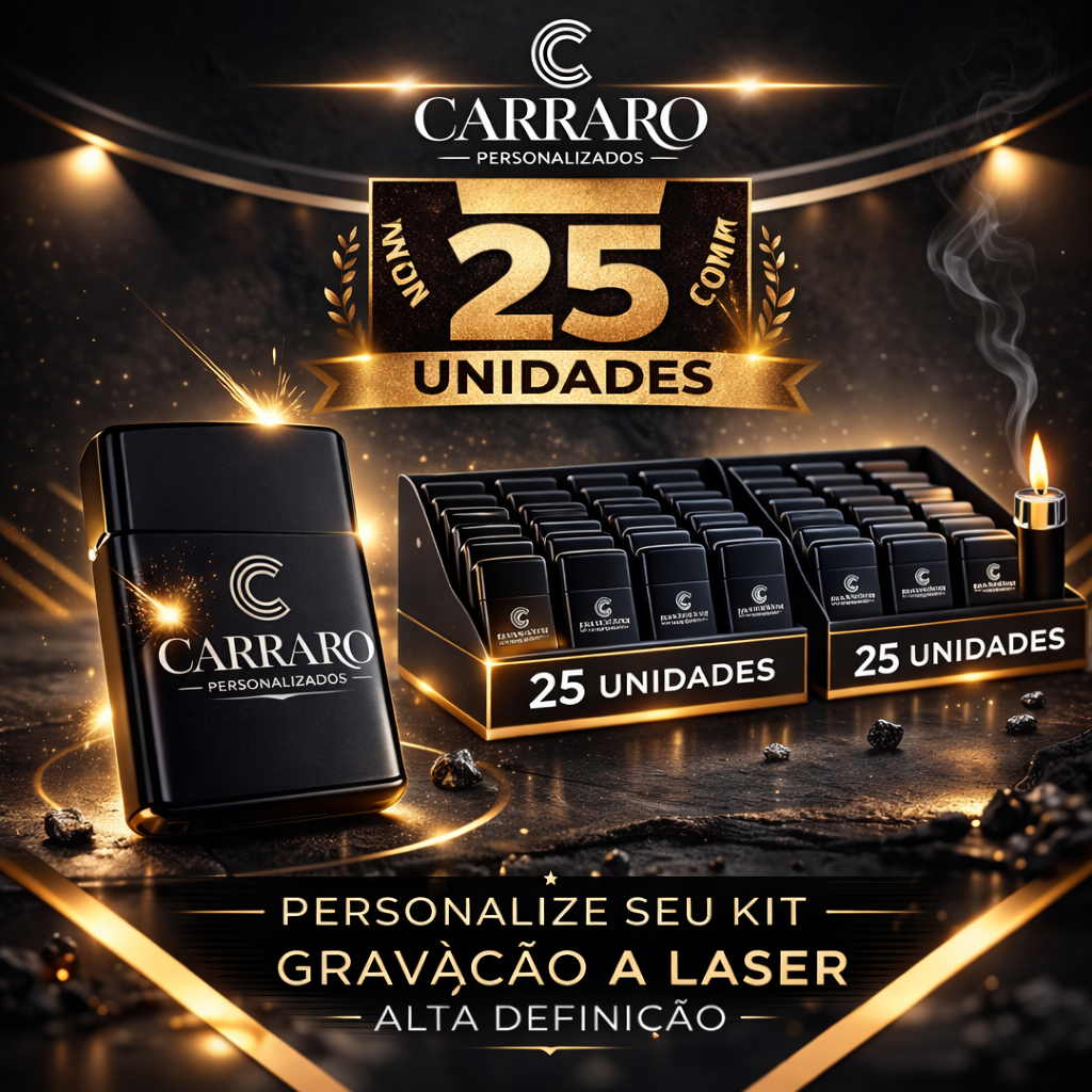 Kit Isqueiros zipo Premium Black Piano - Personalização Laser HD (Recarregável)