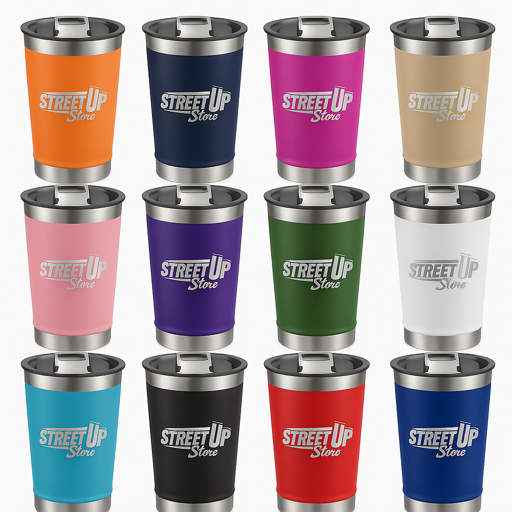 Kit Copos Térmicos 473ml Inox Personalizados com Tampa – Café, Cerveja, Drinks, Chimarrão e Tereré