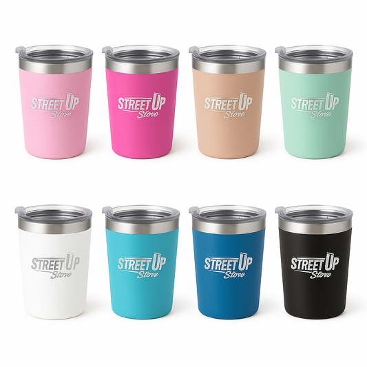 Kit Copos Térmicos 260ml Inox Personalizados Frente e Verso – Café, Drinks, Chimarrão e Tereré