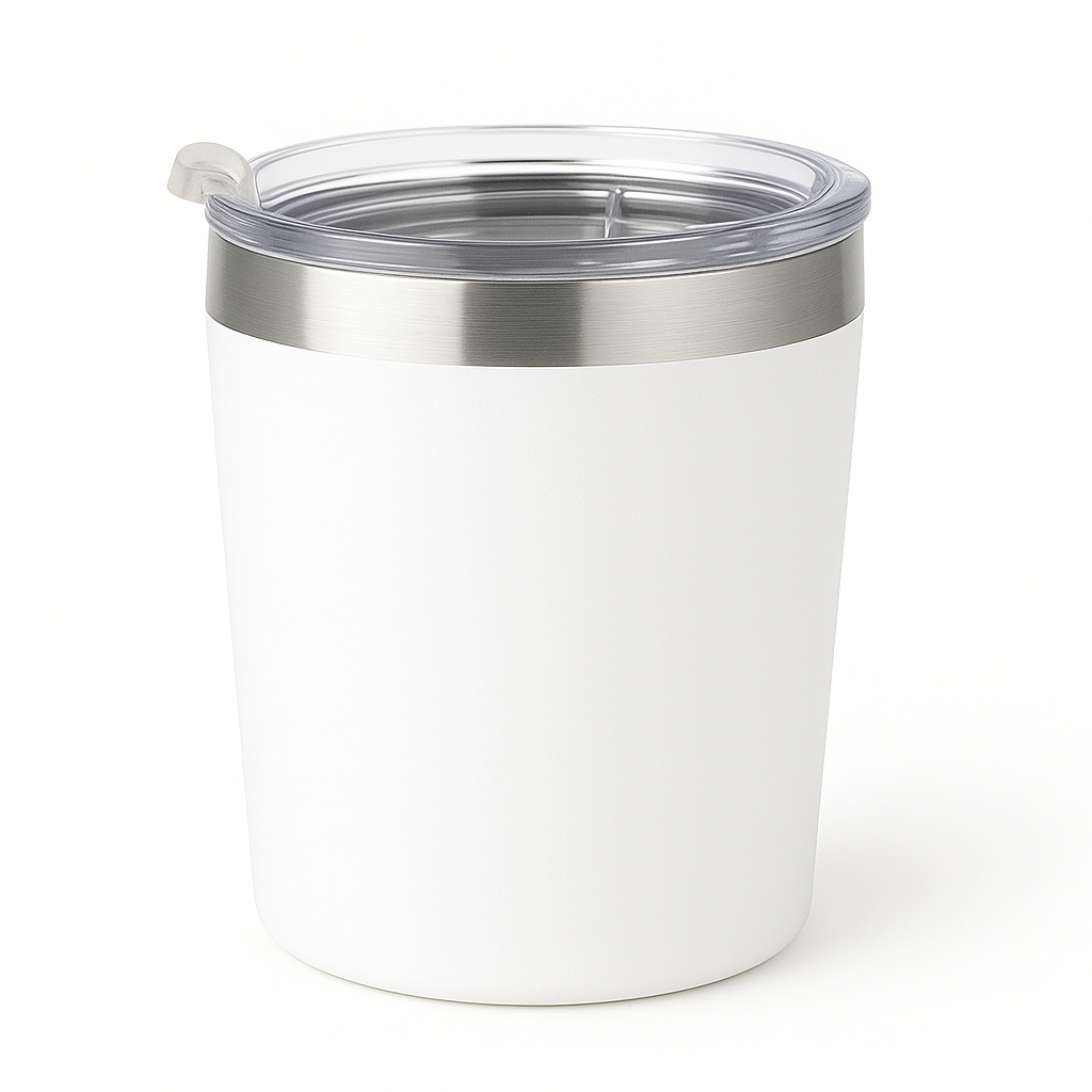 Kit Copos Térmicos 260ml Inox Lisos com Tampa – Café, Chá, Drinks, Chimarrão e Tereré