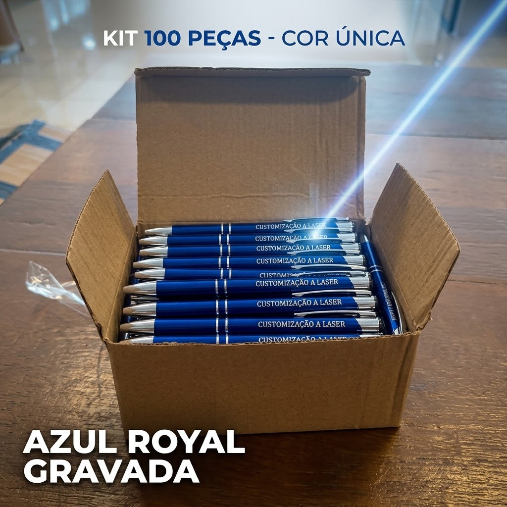 100 Canetas Metálicas Gravadas A Laser Brindes Personalizados