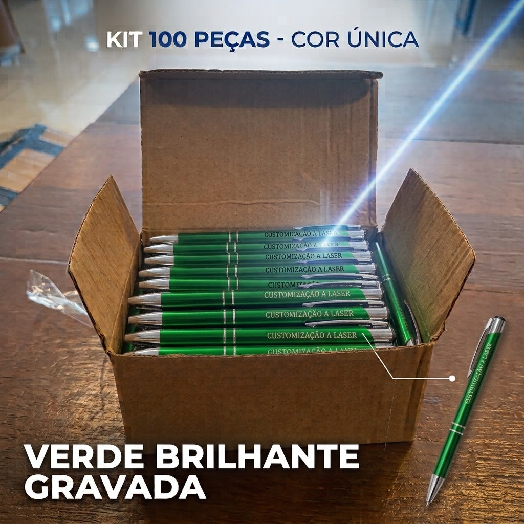 100 Canetas Metálicas Gravadas A Laser Brindes Personalizados