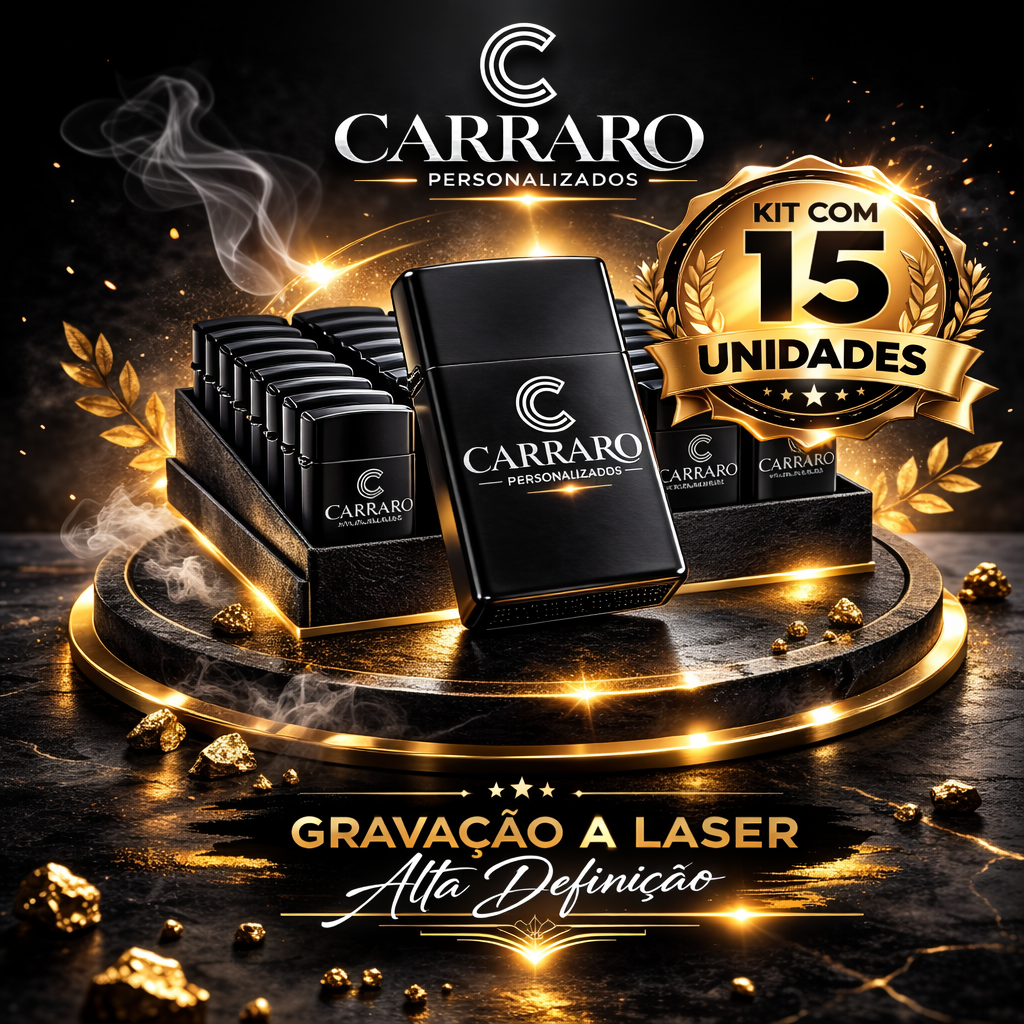 Kit Isqueiros zipo Premium Black Piano - Personalização Laser HD (Recarregável)