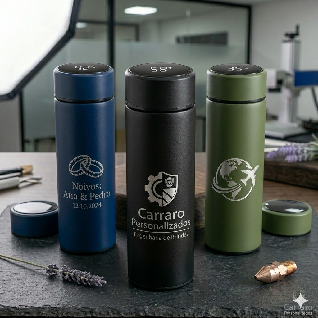 KIT Garrafa Térmica 500ml Inox Personalizado com Tampa – Ideal para Cerveja, Café, Drinks, Chimarrão e Tereré