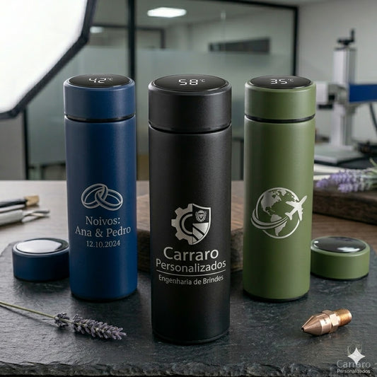 KIT Garrafa Térmica 500ml Inox Personalizado com Tampa – Ideal para Cerveja, Café, Drinks, Chimarrão e Tereré
