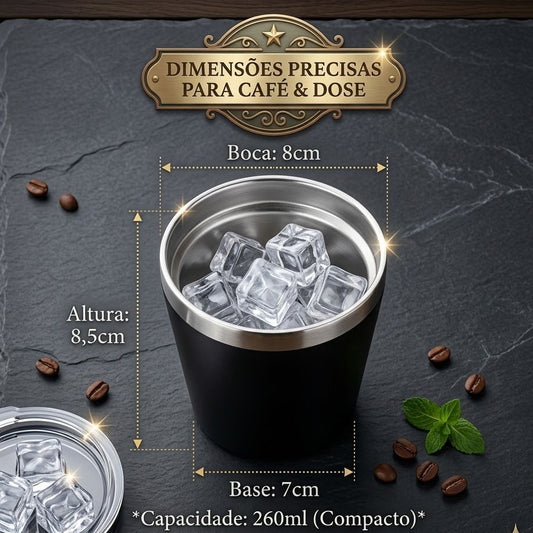 Copo Térmico 260ml Inox com Tampa – Bebidas Geladas e Quentes