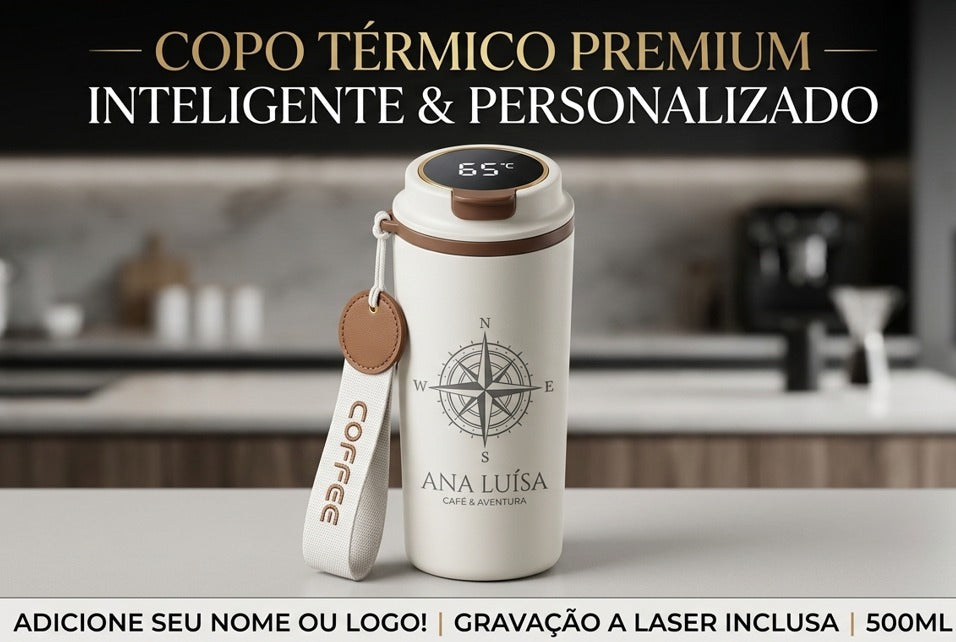 Copo Térmico Inteligente Premium 500ml - Personalizado a Laser