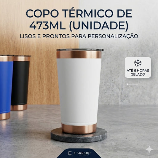 Copo Térmico 473ml Inox com Tampa – Bebidas Geladas e Quentes