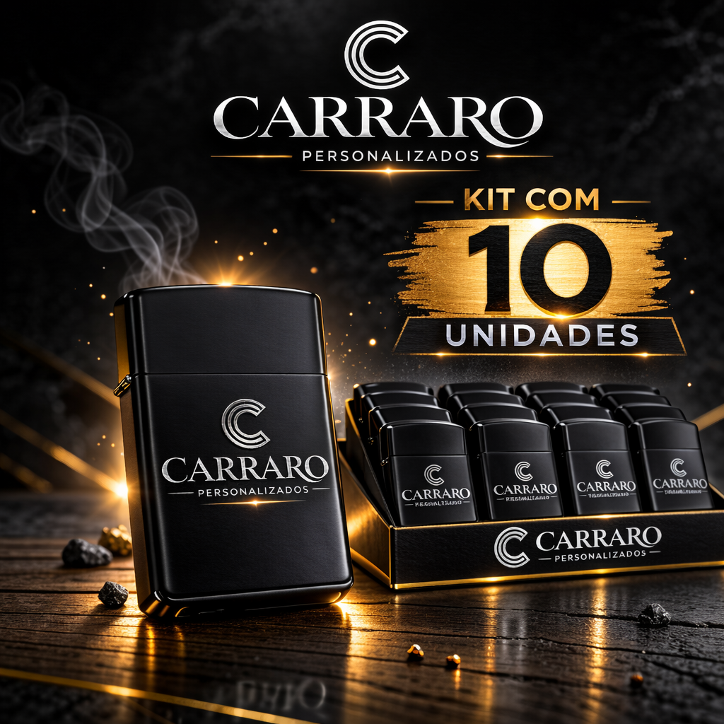 Kit Isqueiros zipo Premium Black Piano - Personalização Laser HD (Recarregável)
