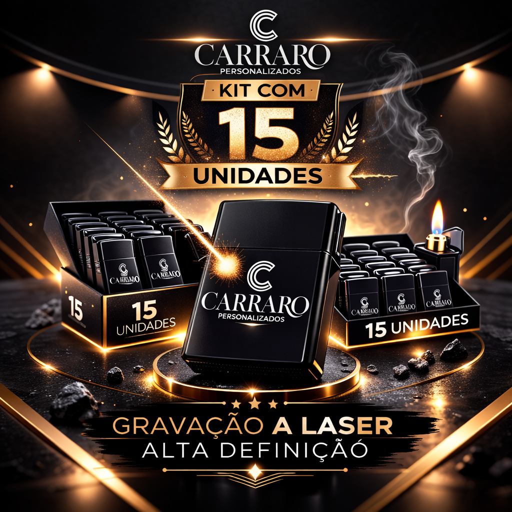 Kit Isqueiros zipo Premium Black Piano - Personalização Laser HD (Recarregável)