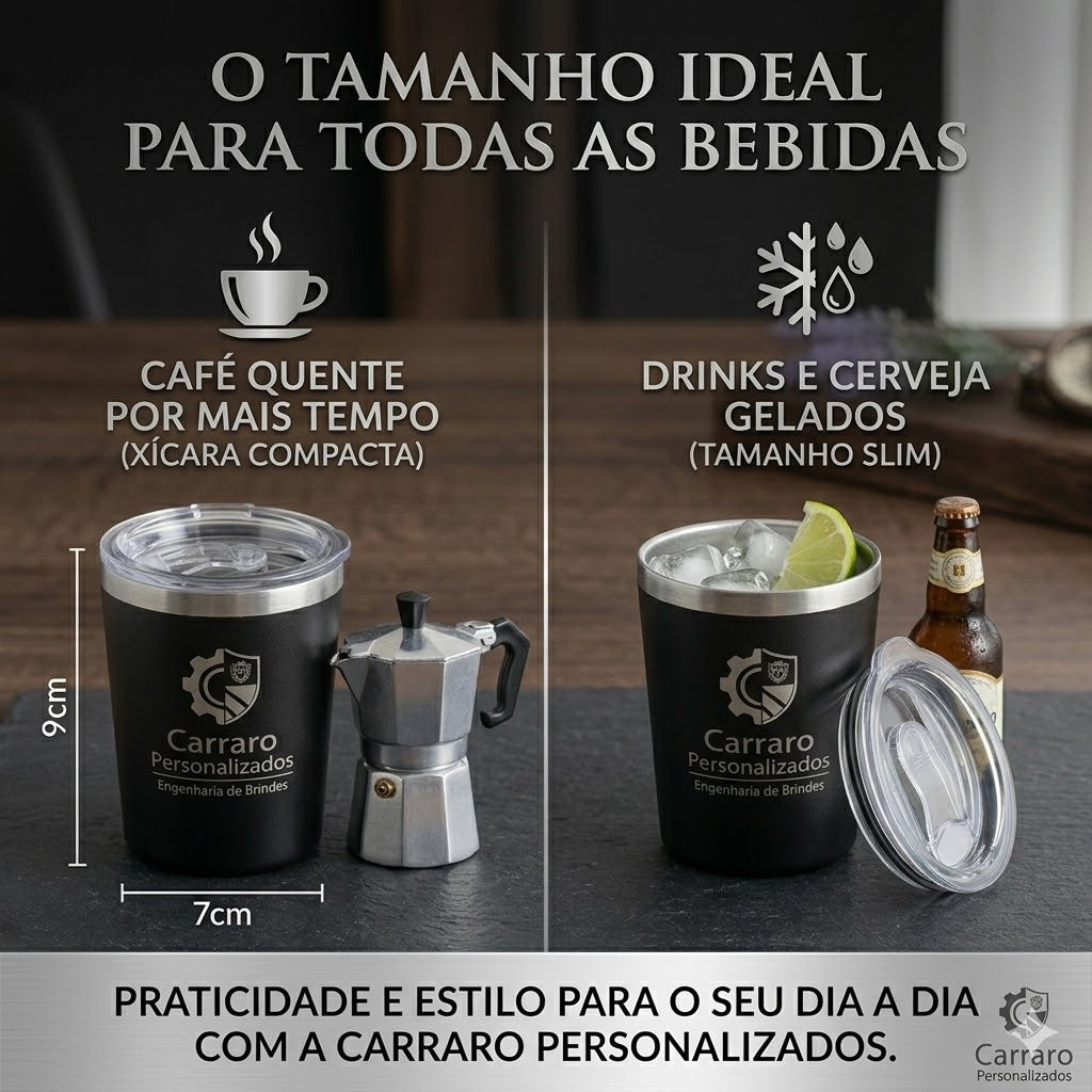 Mini Copo Térmico Inox  Café Wisky 260ml PERSONALIZADO! ( frente e verso)