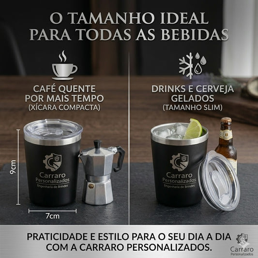 Mini Copo Térmico Inox  Café Wisky 260ml PERSONALIZADO! ( frente e verso)