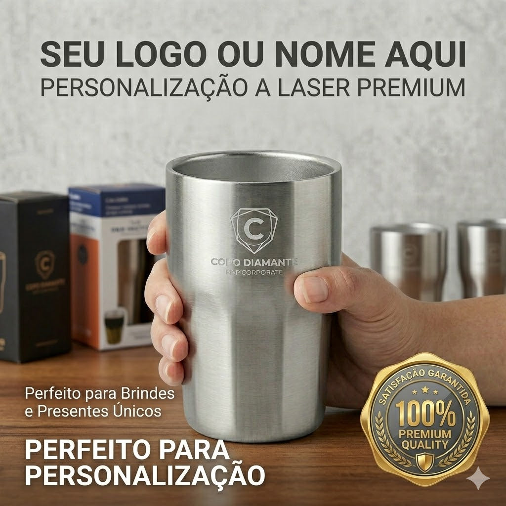 Copo Térmico Diamante 384ml Personalizado Nome Logo Laser