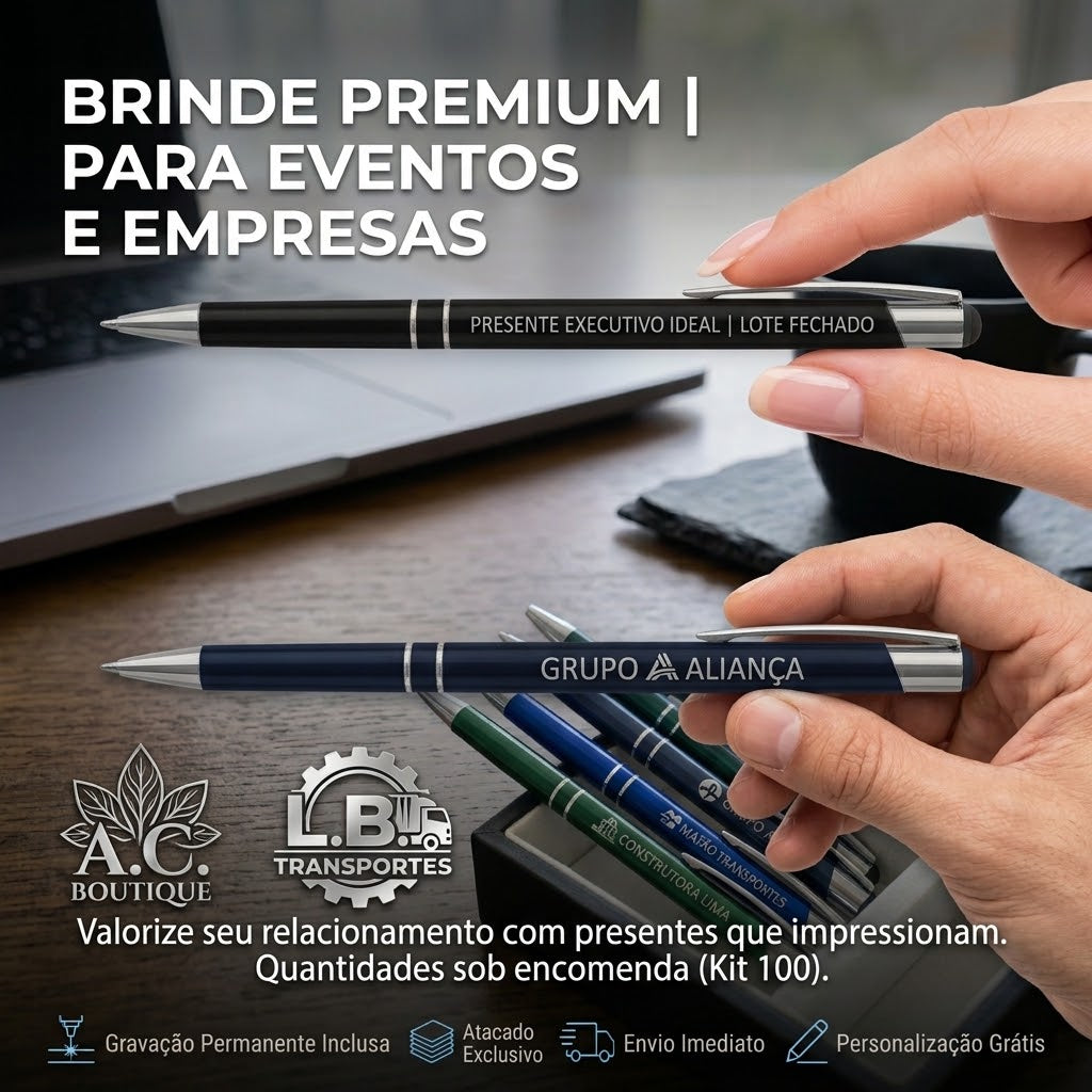 100 Canetas Metálicas Gravadas A Laser Brindes Personalizados