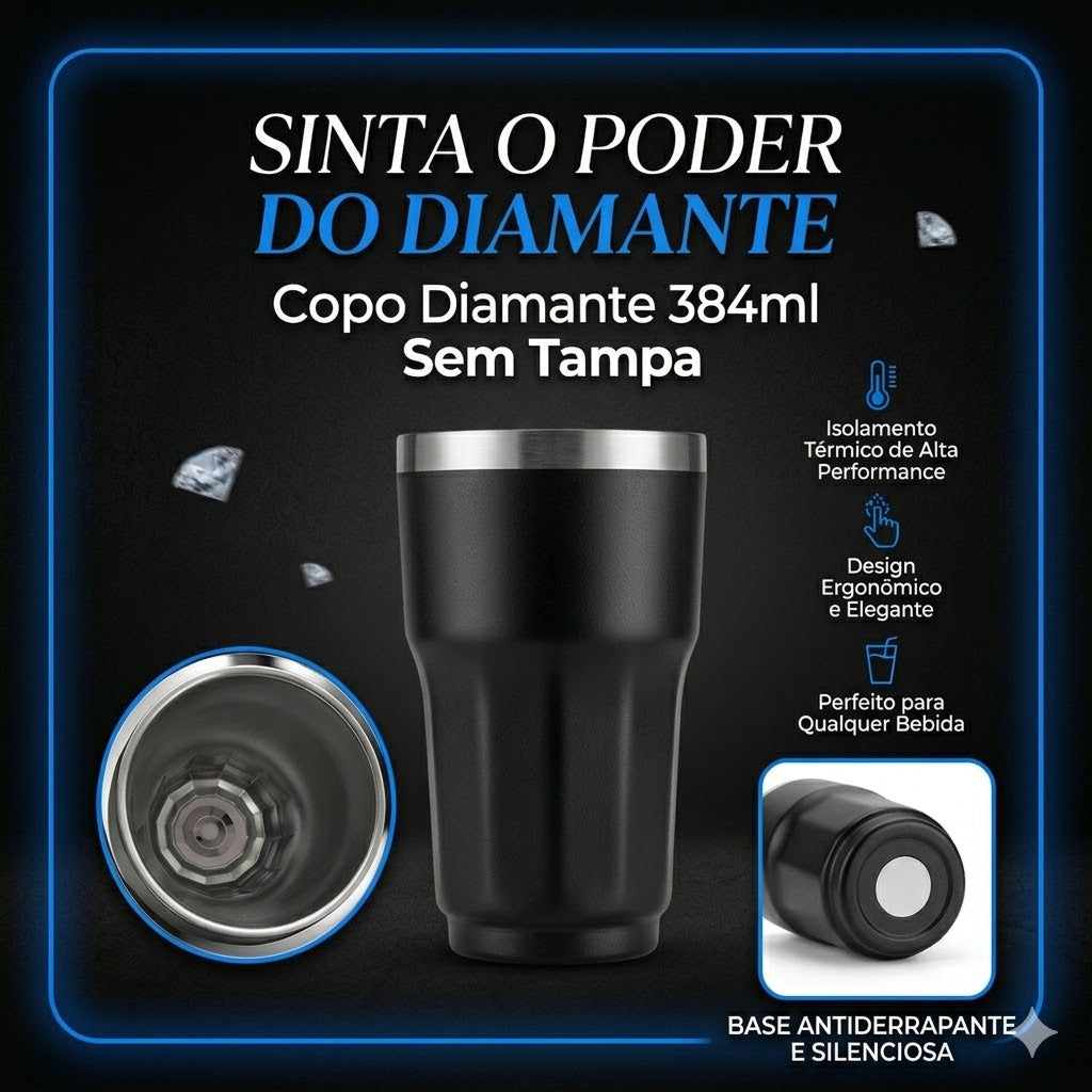 Copo Térmico Diamante 384ml Personalizado Nome Logo Laser