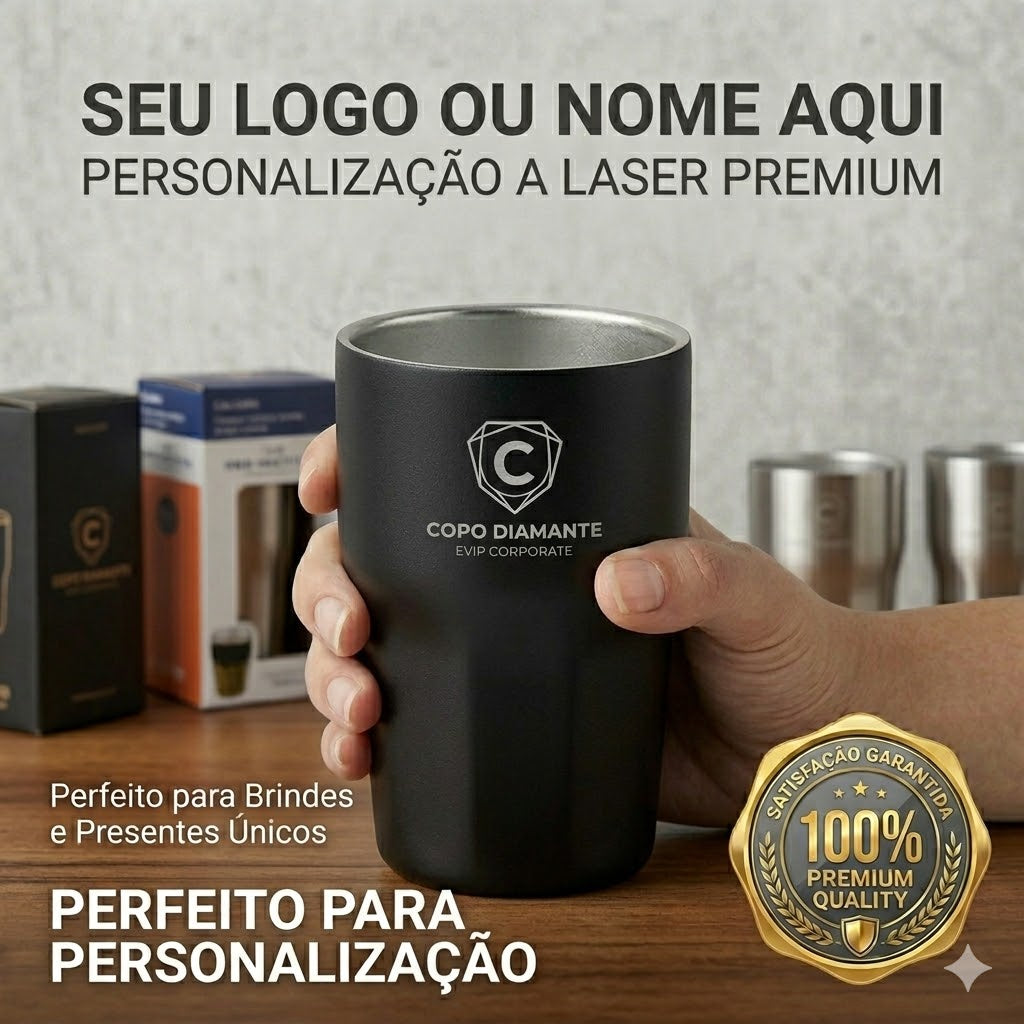 Copo Térmico Diamante 384ml Personalizado Nome Logo Laser