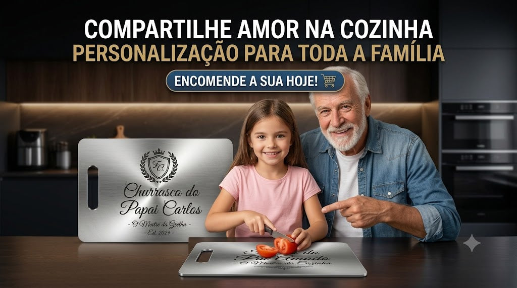 Tábua De Carne Inox 304 Premium Personalizada A Laser Dia Dos Pais Tábua De Corte Higiênica Não Acumula Bactérias