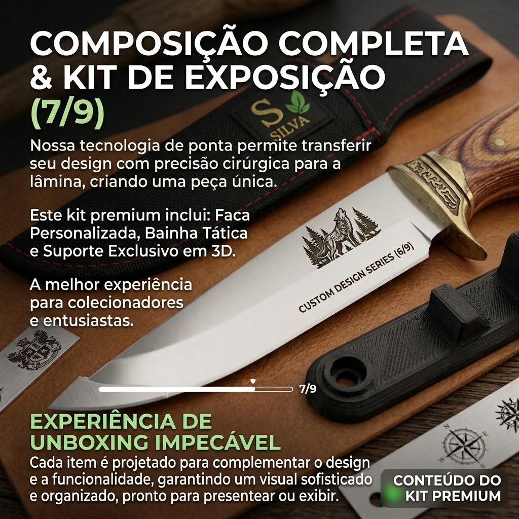 Faca De Caça Pesca Churrasco Luxo - Personalizada com Nome Gravado, Aço Inox, Madeira