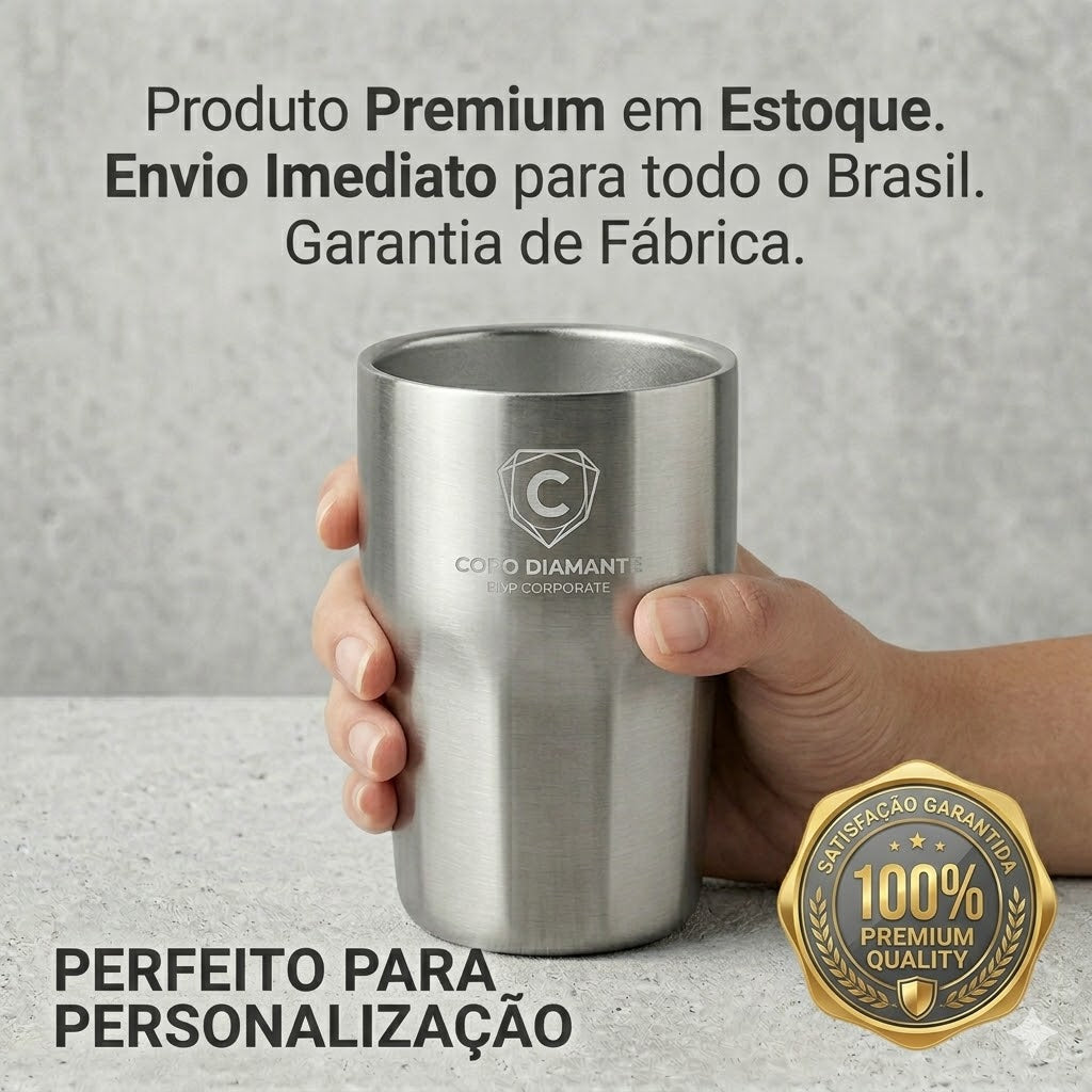 Copo Térmico Diamante 384ml Personalizado Nome Logo Laser
